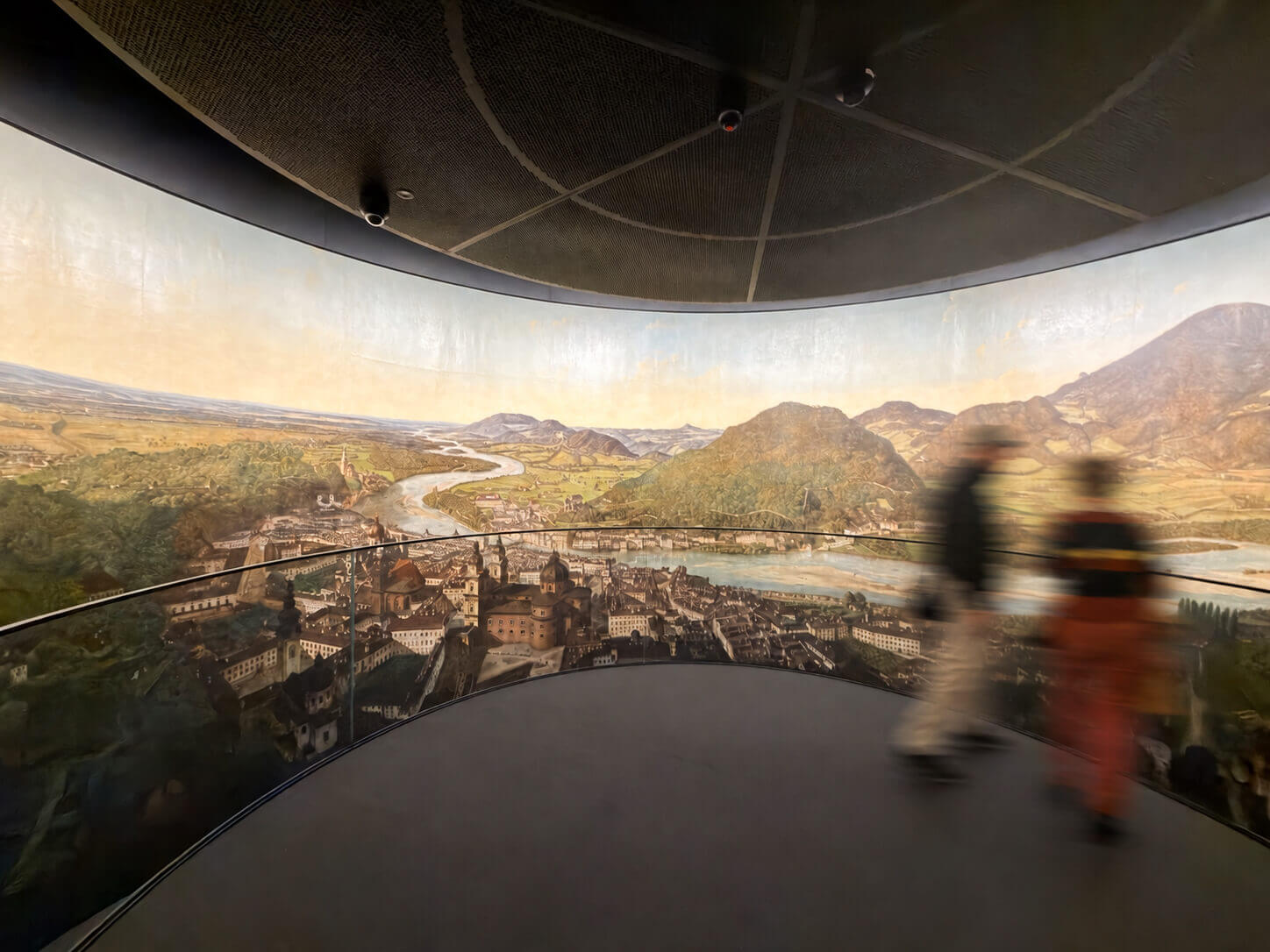 Panoramic painting of Salzburg city and mountains at Orangerie